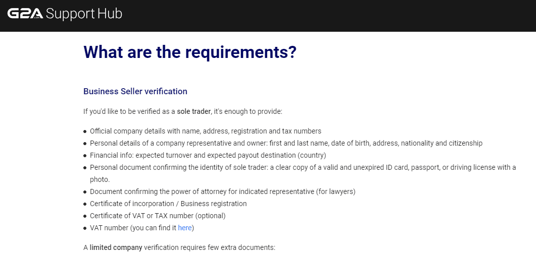 G2A Business Seller Verification