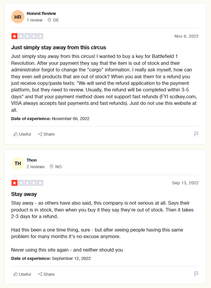 SCDKey Trustpilot reviews